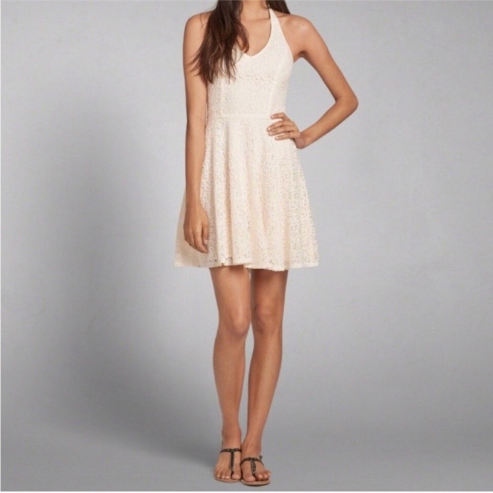 Abercrombie Lace Halter Skater Dress in Ivory